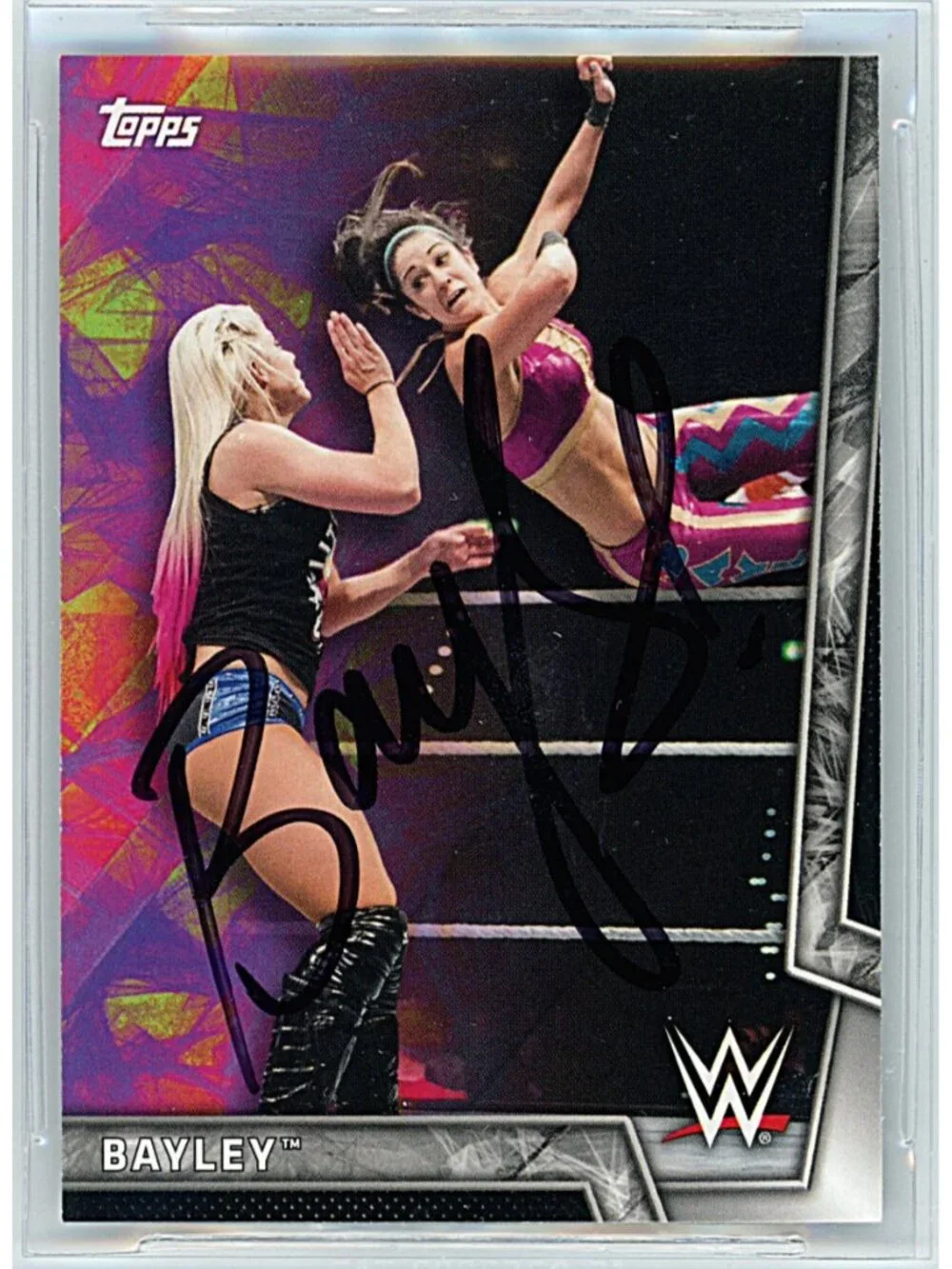 Bayley Signed 2018 Topps WWE Womens Division Wrestling Card Beckett Slabbed DIVA